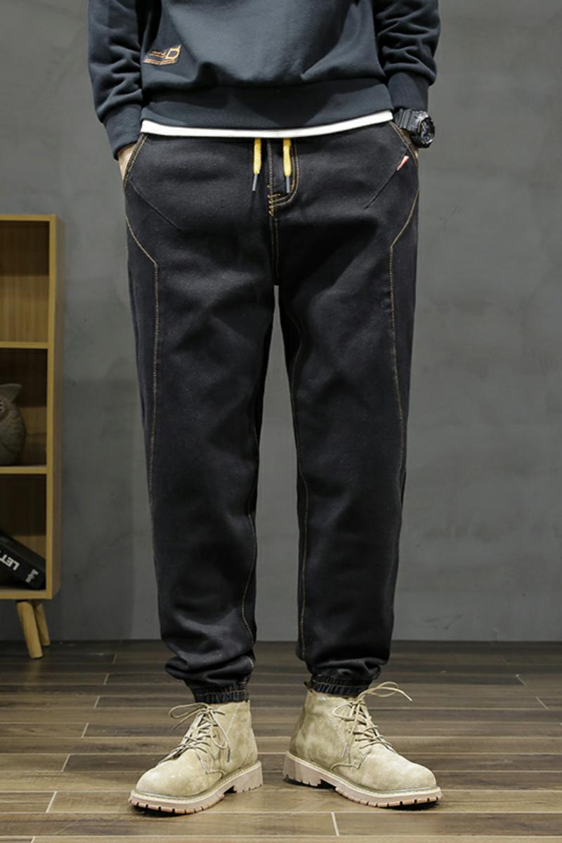 XZ304B-2-KZ2021A新款男士宽松立体剪裁潮流牛仔裤黑色灰色,男装牛仔裤,星座304A-1