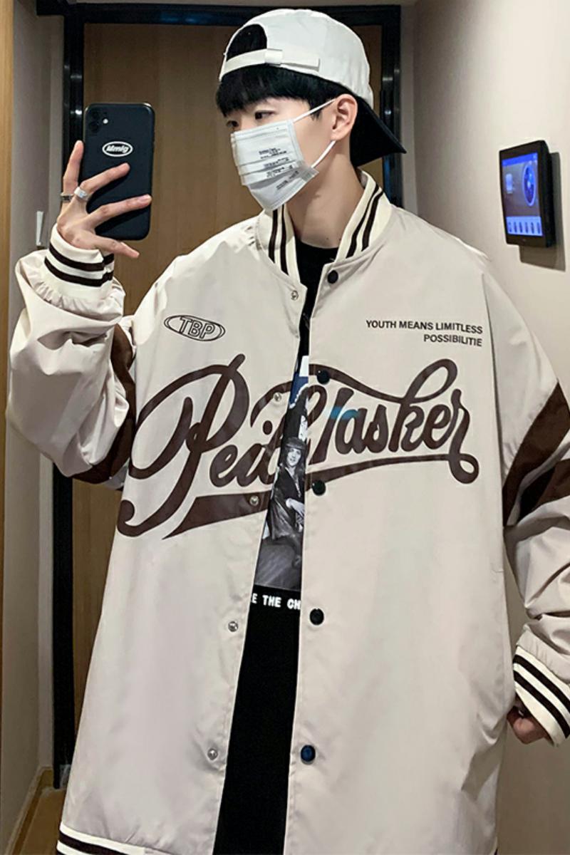 XZ304A-1-H151BP60新款夹克男秋季百搭痞帅美式外套字母棒球服,男装夹克,星座304A-1