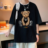 XZ304A-1-T375P25港风小熊纯棉短袖T恤男ins潮牌情侣装动漫，男装T恤，星座304A-1