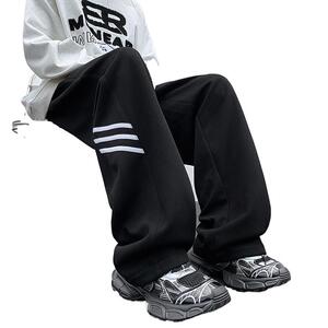 K897BP48秋冬运动垂感直筒裤子男简约潮牌卫裤宽松阔腿拖地长裤图片