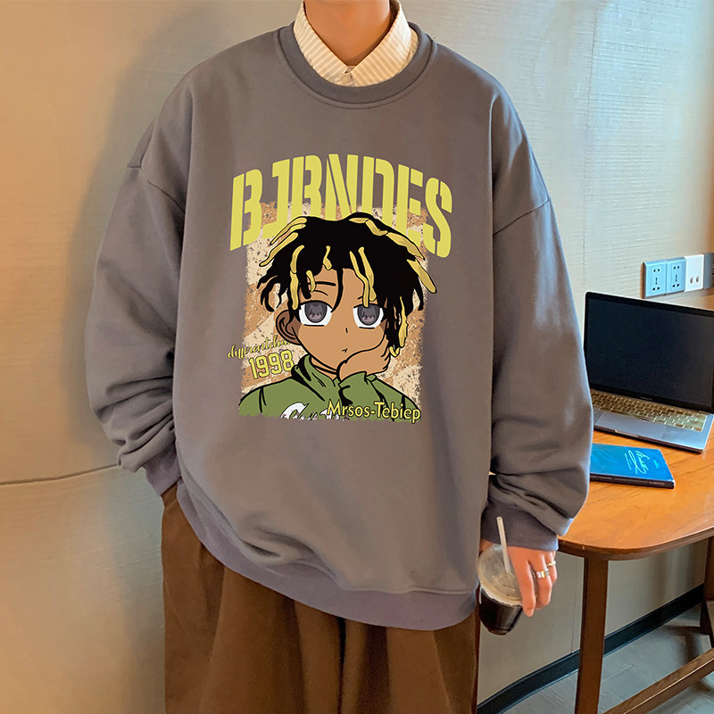 美式高街卫衣男春秋季复古男装情侣重磅hiphop潮牌上衣服宽松外套,男装卫衣,星座304A-1