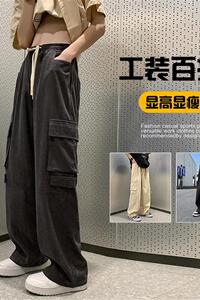 K886P48新品复古宽松直筒工装裤阔腿拖地美式高街休闲长裤图片