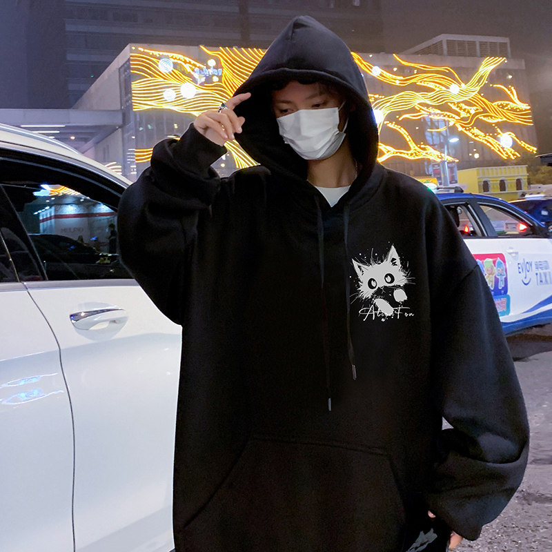 CM076P60新品纯棉连帽卫衣卡通休闲长外套宽松港风休闲帽衫服,男装卫衣,星座304A-1