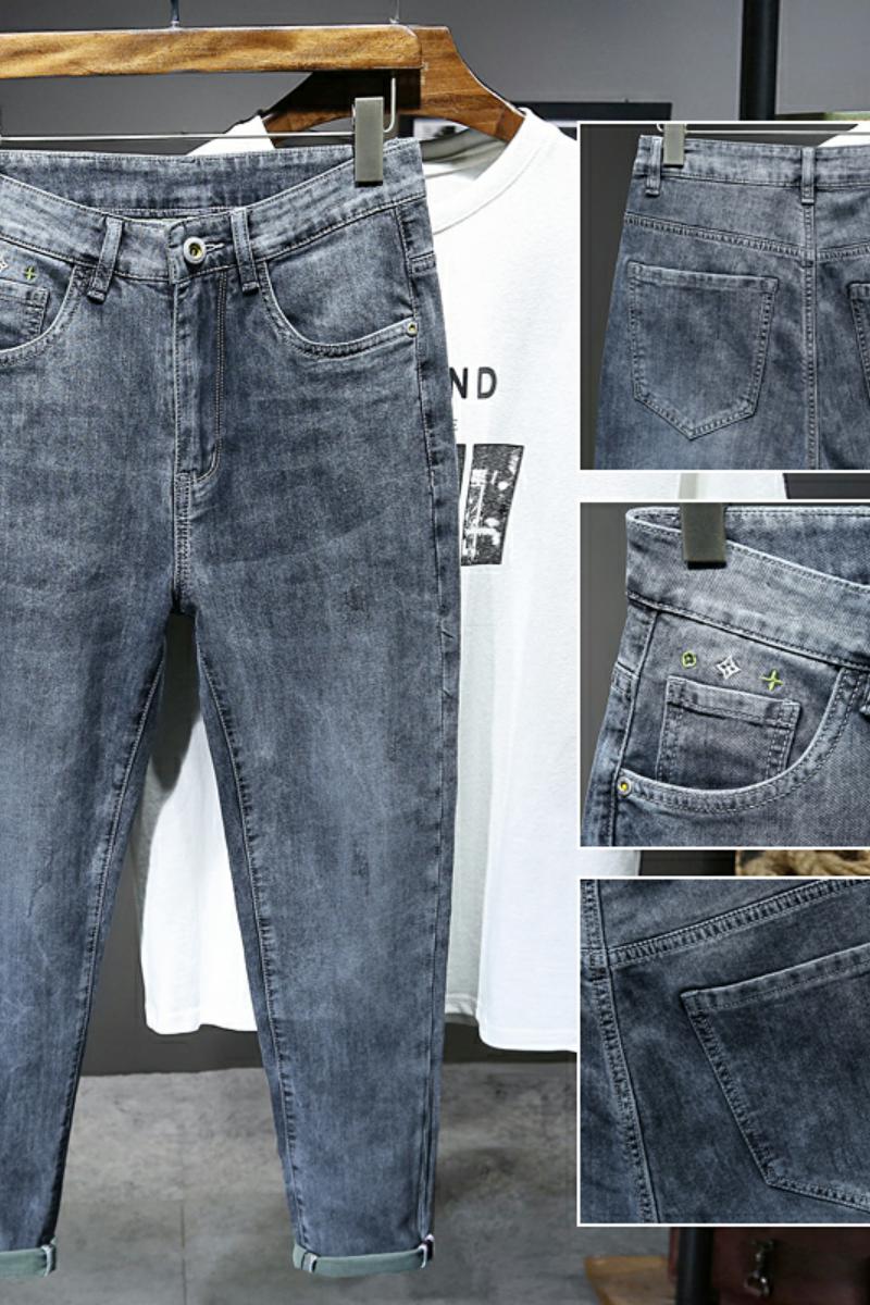XZ304B-2-KA1303A新款高弹修身男士牛仔裤潮流蓝灰色刺绣,男装牛仔裤,星座304A-1