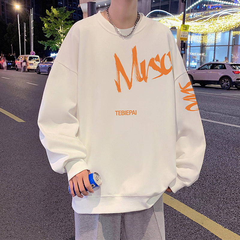 W503P35加绒45新品圆领卫衣长袖打底衫宽松套头无帽休闲外套,男装卫衣,星座304A-1