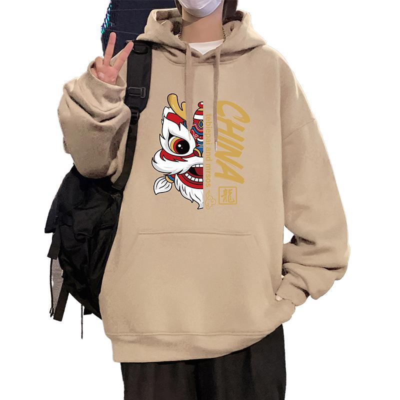 CM060AP60加绒65秋冬卫衣加绒加厚连帽运动帽衫醒狮印花纯棉卫衣,男装卫衣,星座304A-1