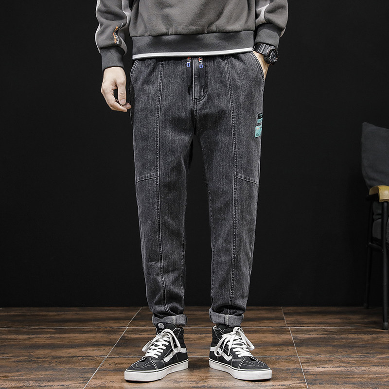 XZ304B-2-KZ6825A新款日系大码印花哈伦牛仔裤百搭松紧潮流裤,男装牛仔裤,星座304A-1
