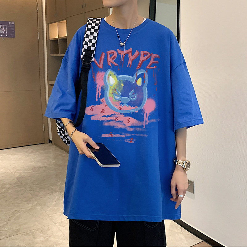 XZ304A-1-ST701DP33新款男士短袖t恤恶魔印花半袖港风打底纯棉时图片