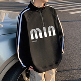 G011加绒P50半高领卫衣加绒保暖上衣服潮流宽松男装立领外套，男装棉衣，星座304A-1