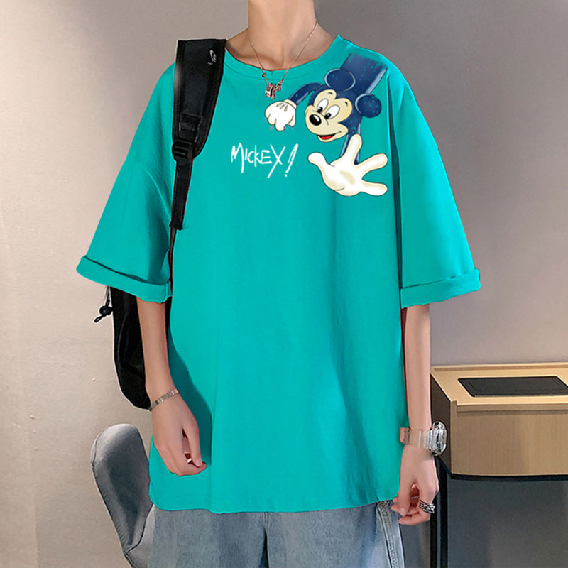304A-1-ST599CP28短袖t恤男潮牌米老鼠印花宽松打底体恤潮新品图片