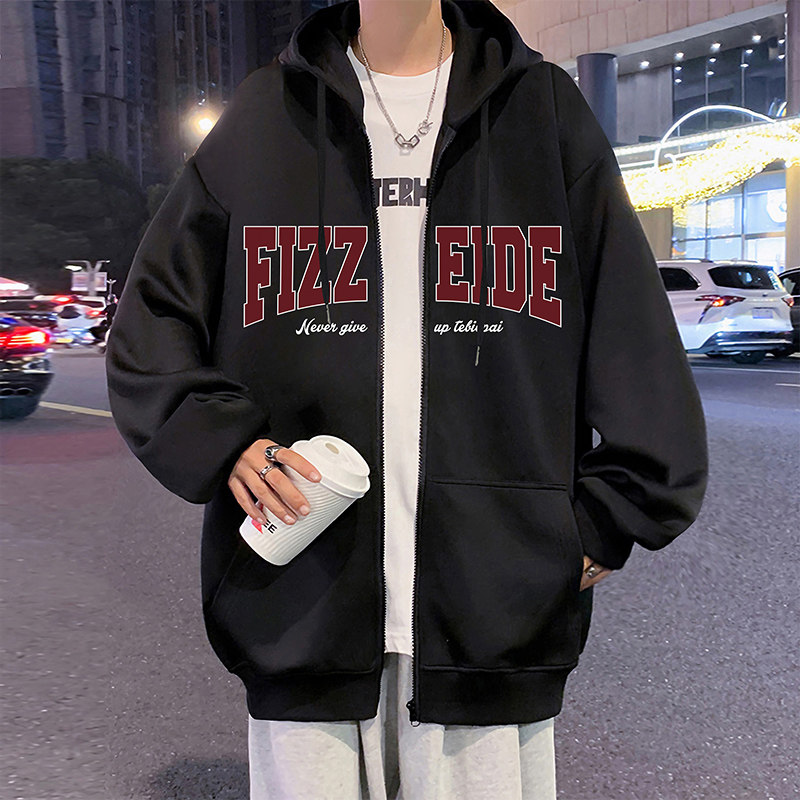 H198BP70秋冬60%含棉连帽卫衣外套潮牌宽松潮牌情侣拉链开衫衣服,男装卫衣,星座304A-1