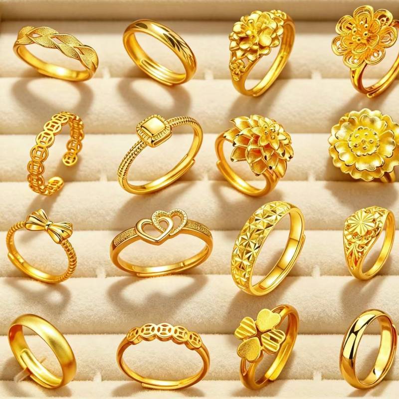 仿真黄金女士戒指铜合金戒指越南沙金女款指环送妈妈久不褪色图片