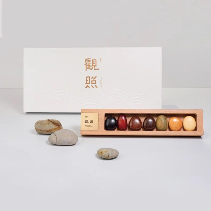 堂上燕观照礼盒木质创意摆件鹅卵石国风禅意生日礼物客厅书房送礼