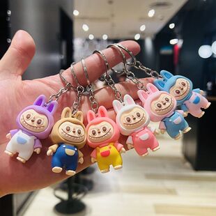 卡通拉布小绵羊钥匙扣PVC软胶公仔包包挂件汽车钥匙链活动小礼品