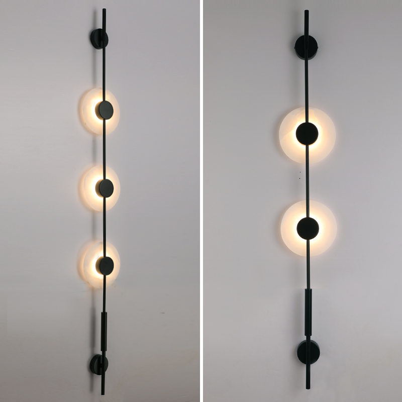 北欧极简后现代客厅电视背景墙壁灯酒店别墅售楼部长条款云石壁灯