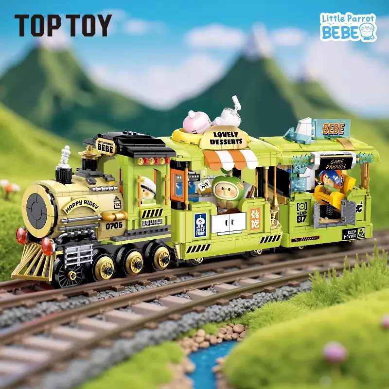TOPTOY小鹦鹉BEBE时光列车系列操控室咖啡车厢拼装小颗粒积木玩具