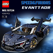 LERU10724电镀星空兰博基尼超跑高难度拼装 diy小颗粒积木玩具模型