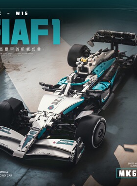 POPK6021科技系列阿斯顿马丁方程式F1赛车拼装小颗粒积木玩具模型