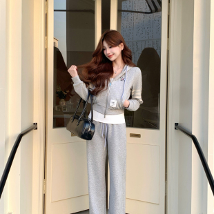 韩系少女减龄休闲运动卫衣外套 美姿 休闲长裤 套装 MEI 9602