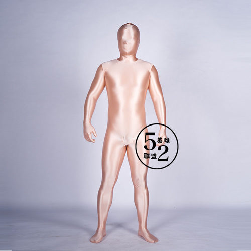 香槟色油光布高弹性感全包连体