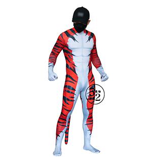 52英雄联盟定制虎纹zentai连体紧身衣带尾巴印染虎纹兽装zentai
