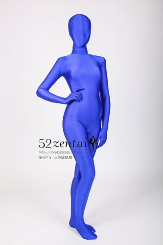 宝蓝色性感zentai连体全包紧身衣