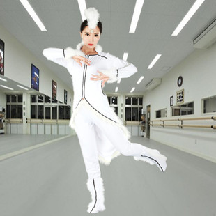 新品儿童成人舞蹈月狐吟表演服现代舞台装白色狐狸演出服包邮