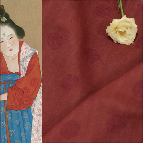 古风捣练图 新中式强捻100支纯苎麻面料布料原创设计女服装连衣裙