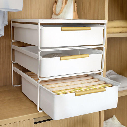 衣柜拉篮抽屉式衣物分层隔板神器