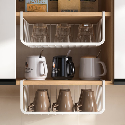 杯子收纳置物架厨房橱柜下悬挂式
