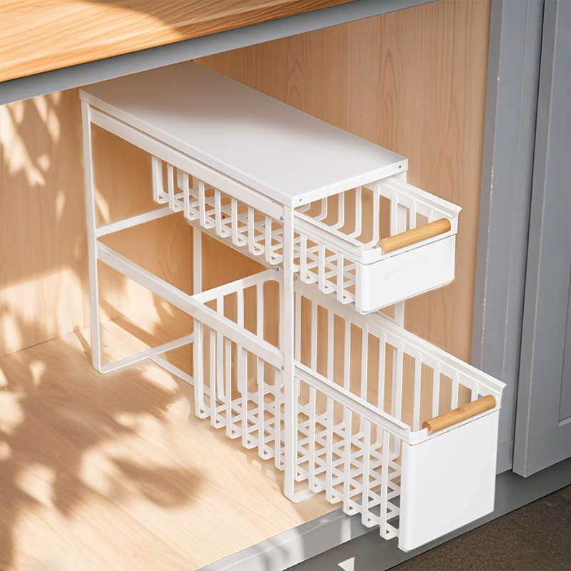 窄柜拉篮厨房柜内抽屉分层免安装