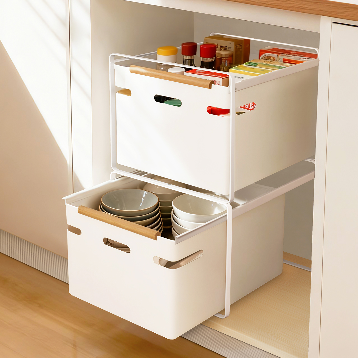 水槽下置物架抽拉式厨房柜内抽屉