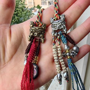 藏式黄铜经书扣包挂吊饰108颗文玩配饰钥匙链头侧挂配件DIY计数