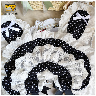 珥东手作Lolita蝴蝶结小兔黑色圆点波点兔耳波奈特bnt发饰头饰lo