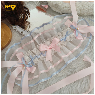 珥东手作Lolita芬顿收藏柜发带粉蓝色发带优美lo娘头饰夹子蝴蝶结