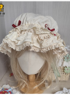 珥东手作Lolita甜星颂bb帽生成色酒红色蝴蝶结帽子doll感发饰lo娘