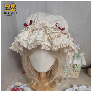 珥东手作Lolita甜星颂bb帽生成色酒红色蝴蝶结帽子doll感发饰lo娘