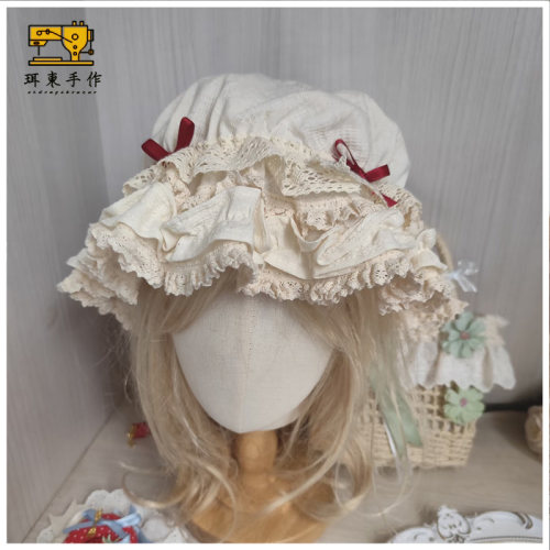 珥东手作Lolita甜星颂bb帽生成色酒红色蝴蝶结帽子doll感发饰lo娘