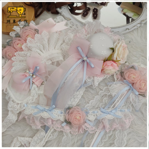 珥东手作Lolita芬顿收藏柜边夹粉蓝bnt发带小礼帽lo娘甜美头饰夹