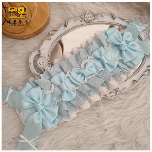 珥东手作Lolita浅蓝色白色蕾丝古早发带doll感百搭日系少女头饰lo