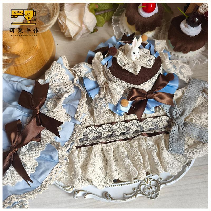珥东手作Lolita海盐色bb帽酒心可可捉迷藏发带小兔小礼帽咖啡色lo