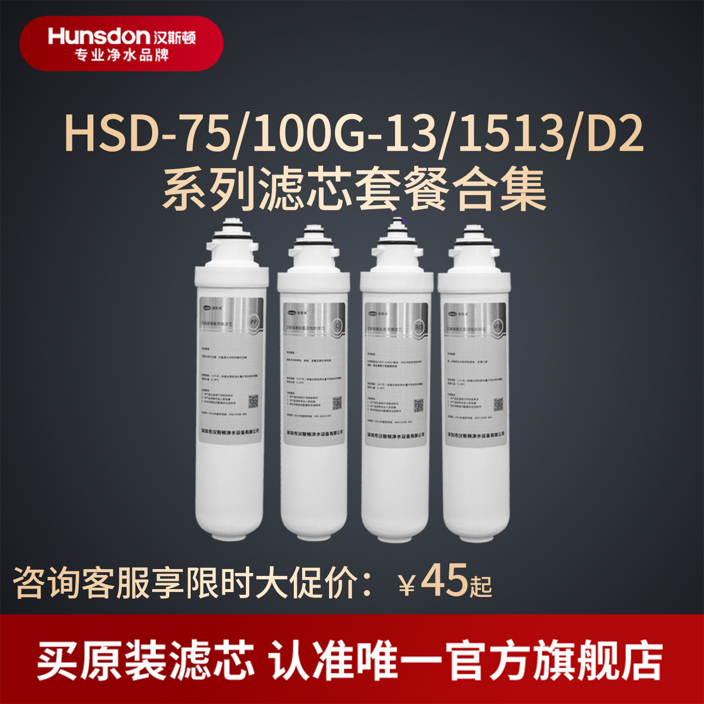 汉斯顿净水器滤芯原厂原装正品HSD-1513/13/D2滤芯套餐合集