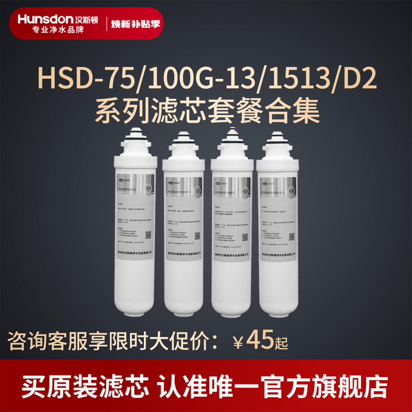 汉斯顿净水器滤芯原厂原装正品HSD-1513/13/D2滤芯套餐合集