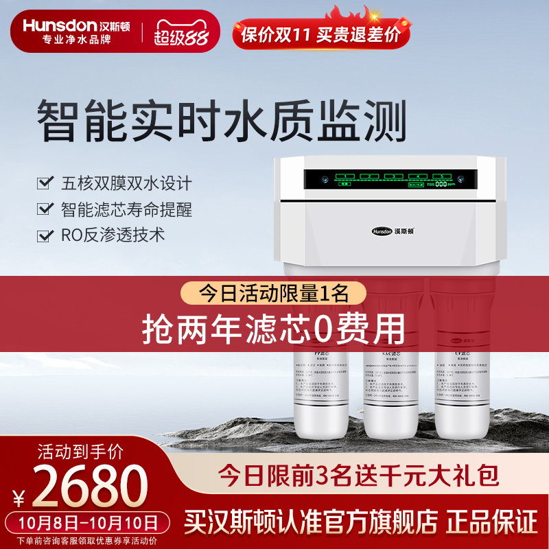 汉斯顿净水器家用直饮机自来水过滤厨房净化1503纯水机Ro反渗透