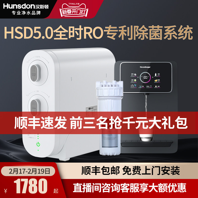 汉斯顿净水器家用直饮厨房自来水过滤ro反渗透专利厨下式净水机D3