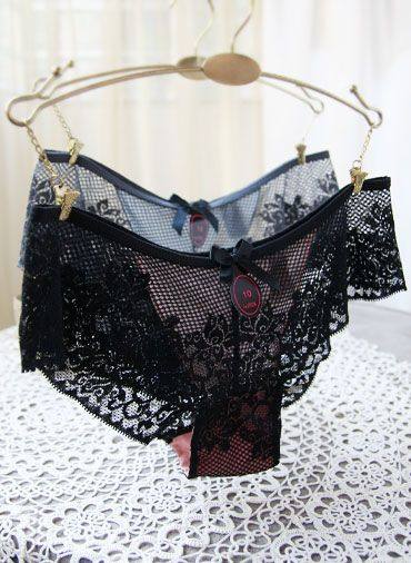 外贸原单 欧美大牌lase*za高端蕾丝缕空无痕女士内裤低腰纯棉红黑