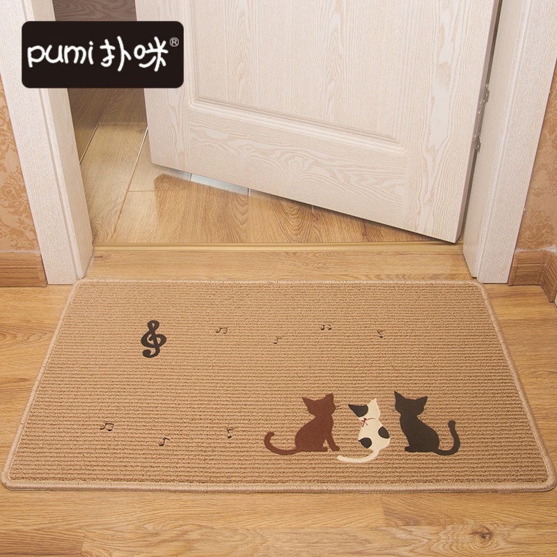 正方形电脑椅垫防滑地垫玄关门垫工作毯可水洗不掉毛三只猫可定制