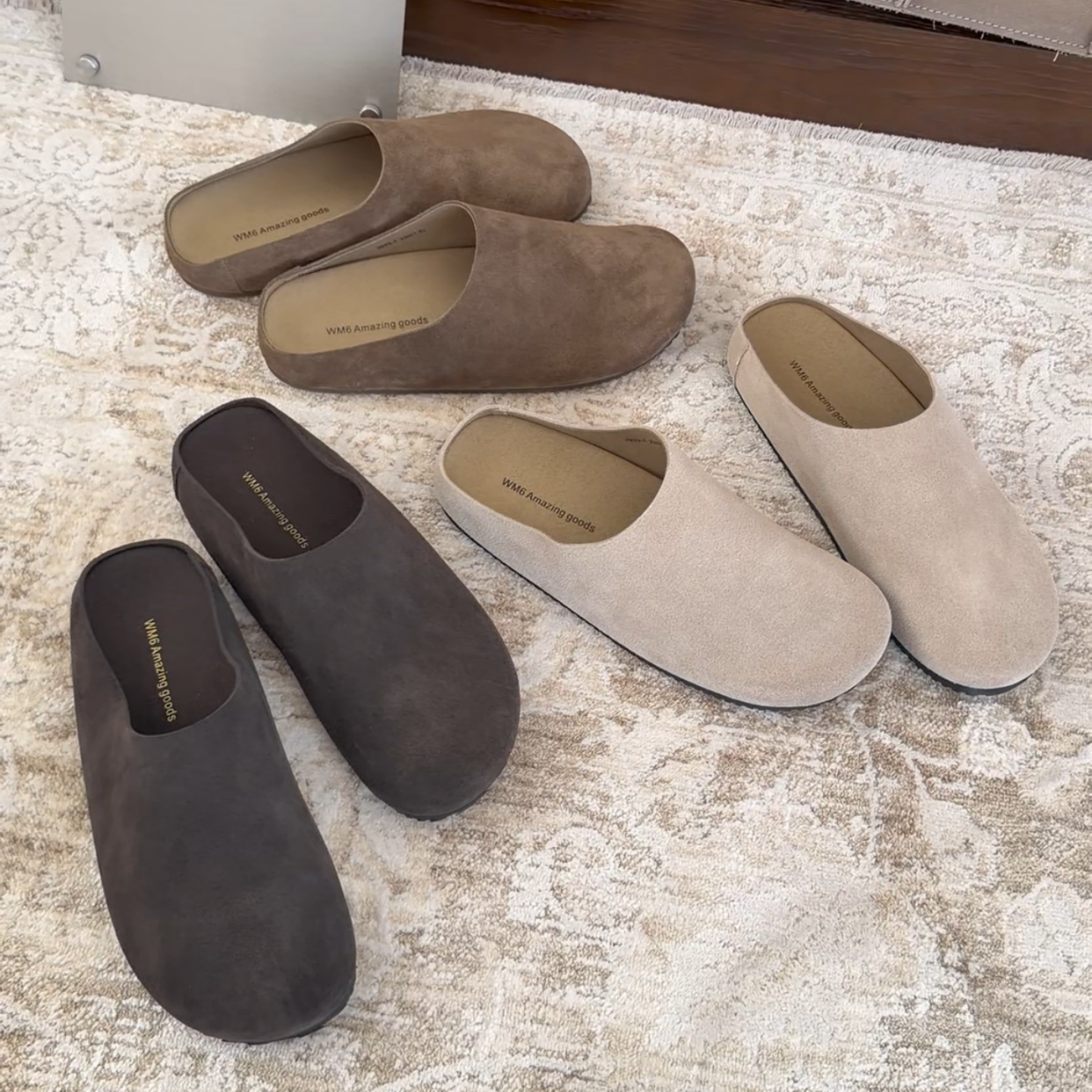 WM6勃肯鞋2026春季新款欧洲站欧货磨砂皮平底懒人包头半拖鞋女鞋,女鞋,勃肯鞋/软木鞋,淘宝优惠券,粉丝福利购,淘宝优惠卷
