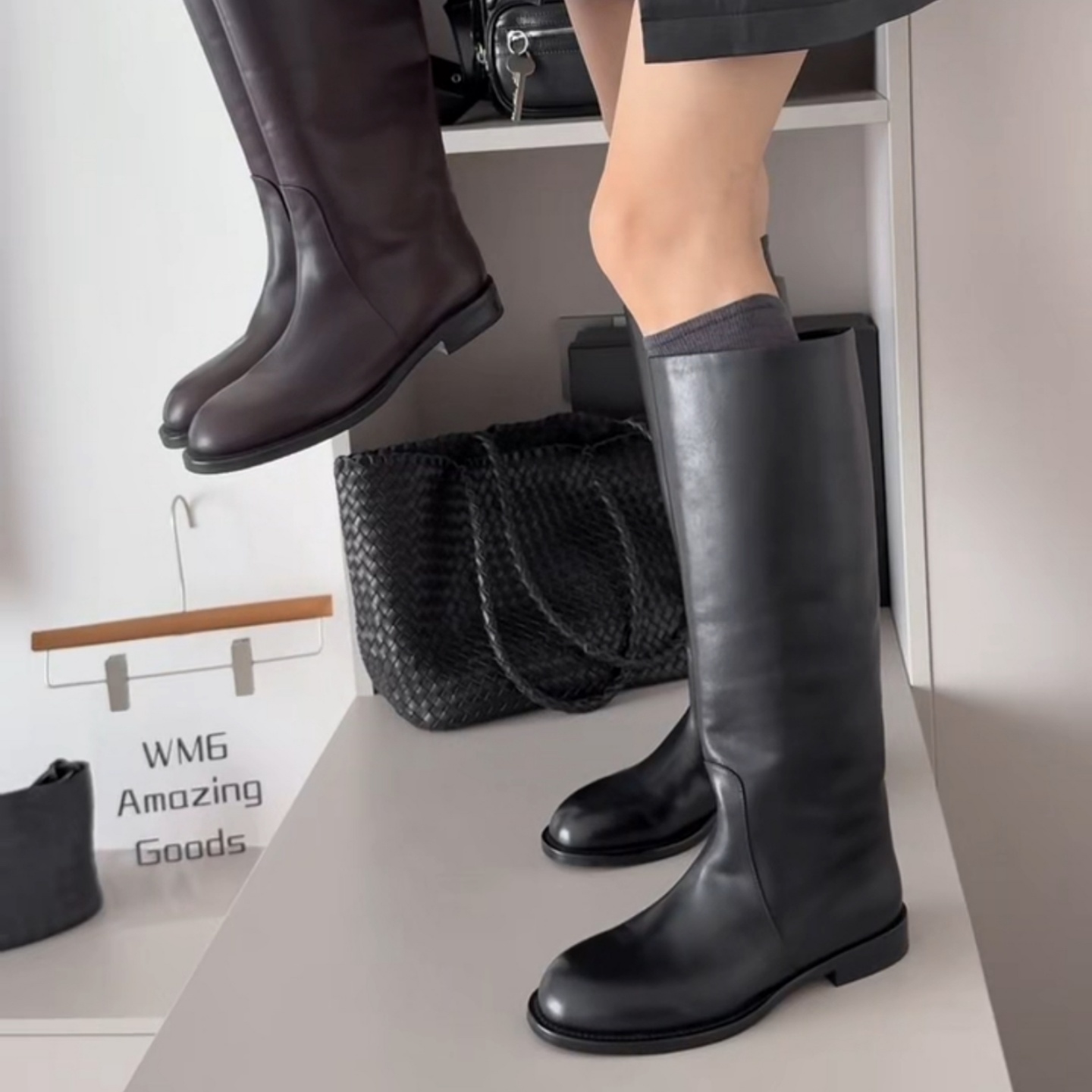 WM6不过膝高筒骑士靴套筒女长靴