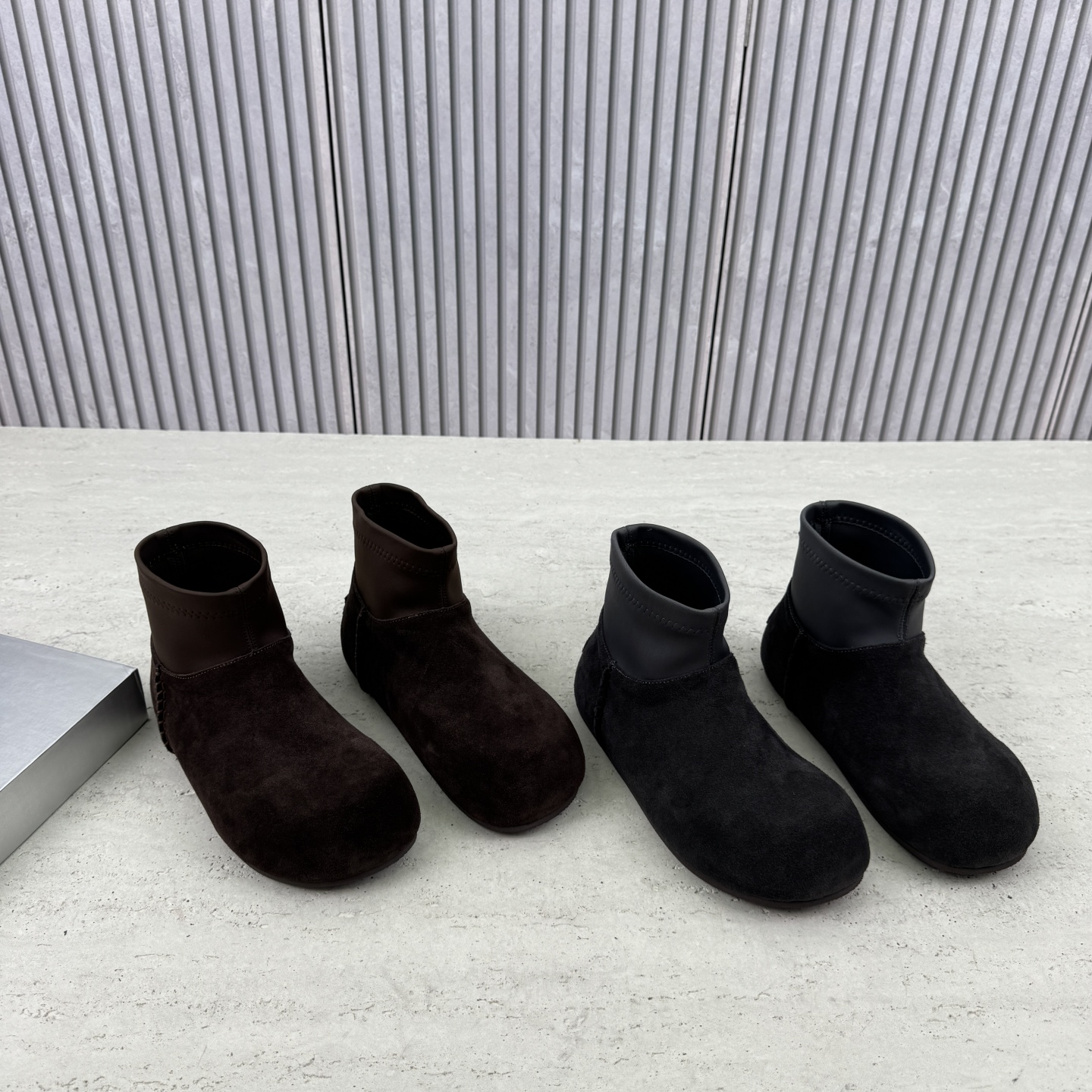 平底袜靴磨砂皮加绒弹力短靴女鞋